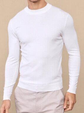 RAITH Men's Noah Lightweight Crew Neck Slim Fit Knit Sweater Ecru Ivory Size XL